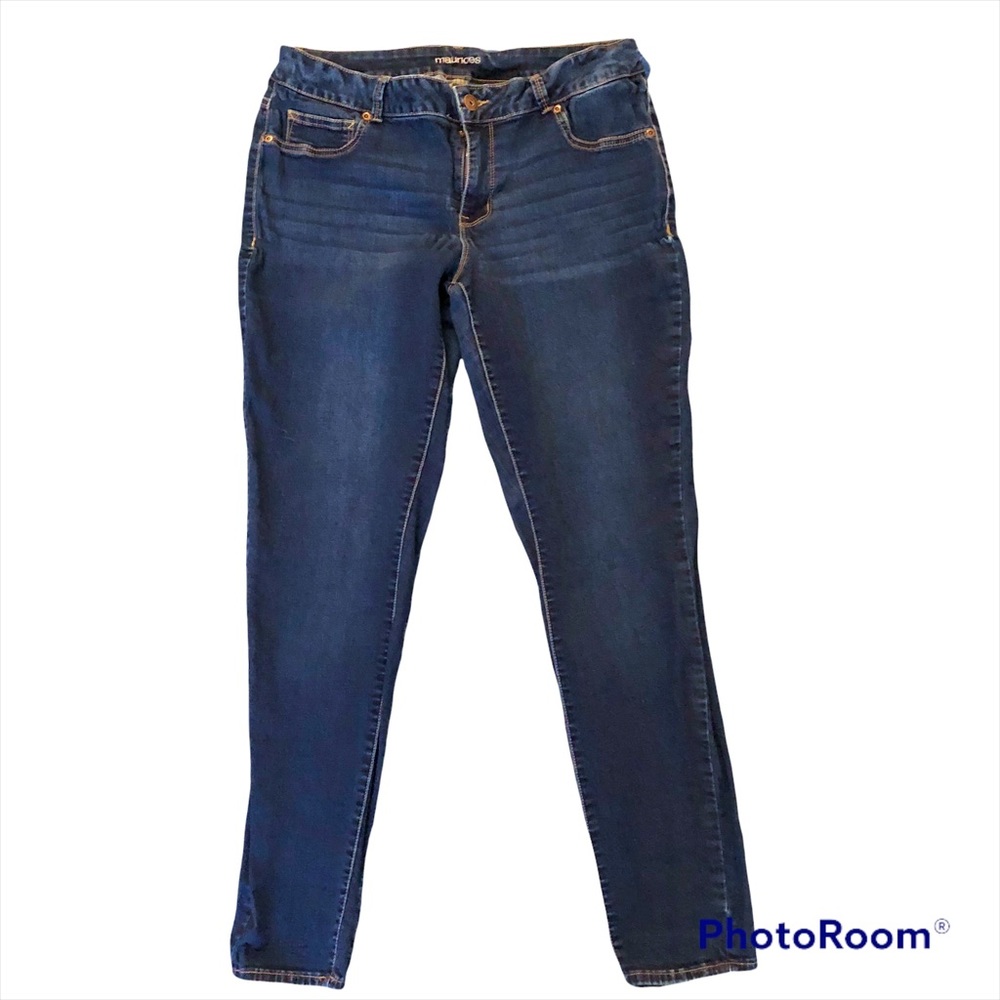 Maurices Plus Size Dark Wash Blue Skinny Jeans (puckering)